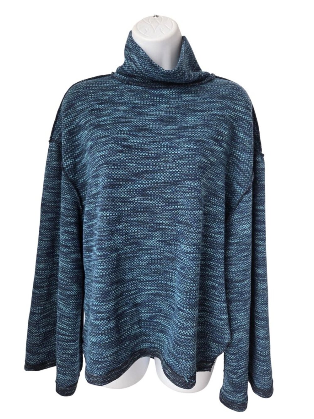 Free People We The Free Sunny Day Turtleneck Sweater Blue Relaxed Fit Size M